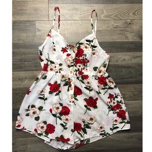 Shein, large, floral button down romper
